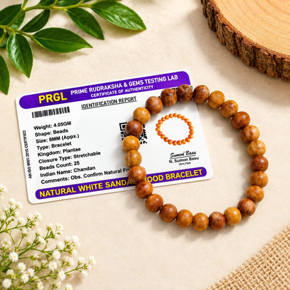 White and red sandalwood bracelets 8mm stretchable lab certified for meditation healing and daily wear