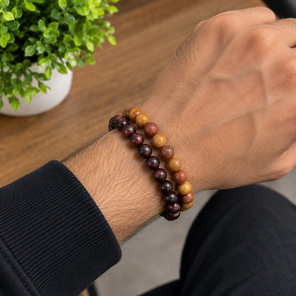 White and red sandalwood bracelets 8mm stretchable lab certified for meditation healing and daily wear