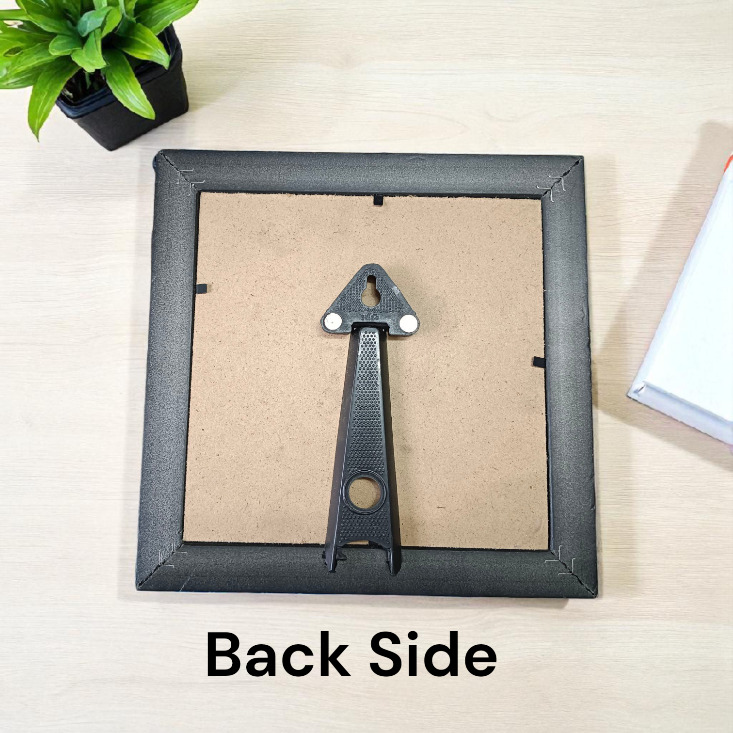 Wooden 7x7 inch frame featuring Shri Kuber Yantra printed on raw Pyrite stone, ideal for wealth, business success, pooja rooms, and spiritual gifting