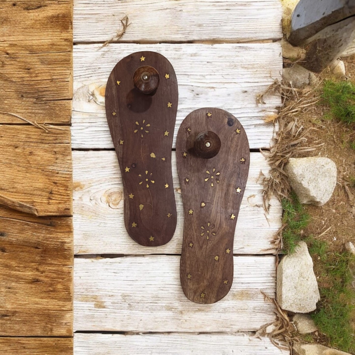 Wooden Charan Paduka | Traditional Khadau Slippers for Spiritual Wear – Timeshopee