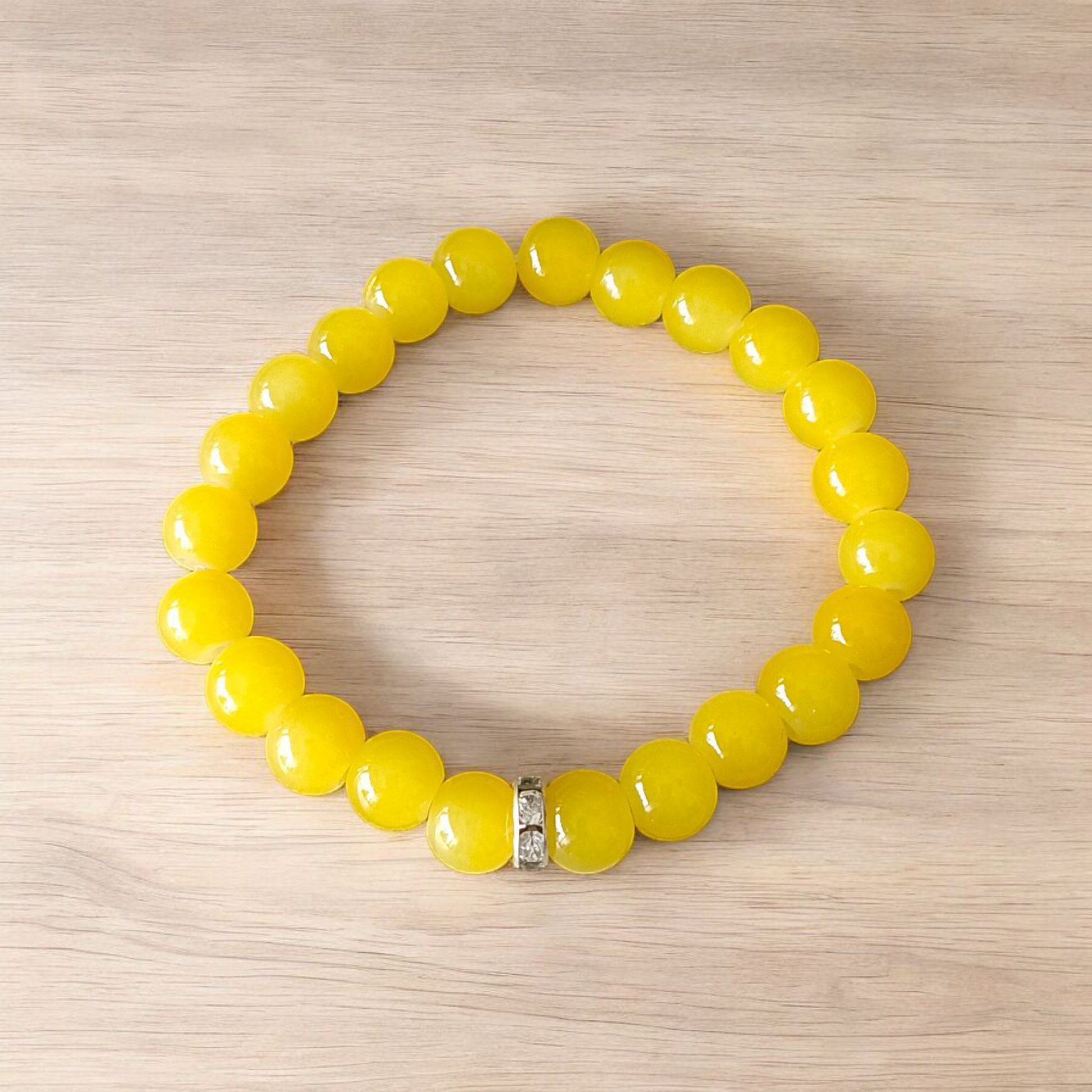 Yellow Agate Bracelet | 8mm Beads Stretchable Bracelet | Lab Certified | Positive Energy & Protection