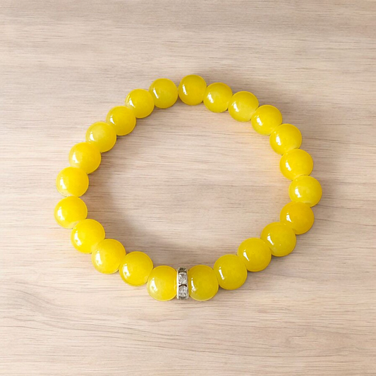 Yellow Agate Bracelet | 8mm Beads Stretchable Bracelet | Lab Certified | Positive Energy & Protection