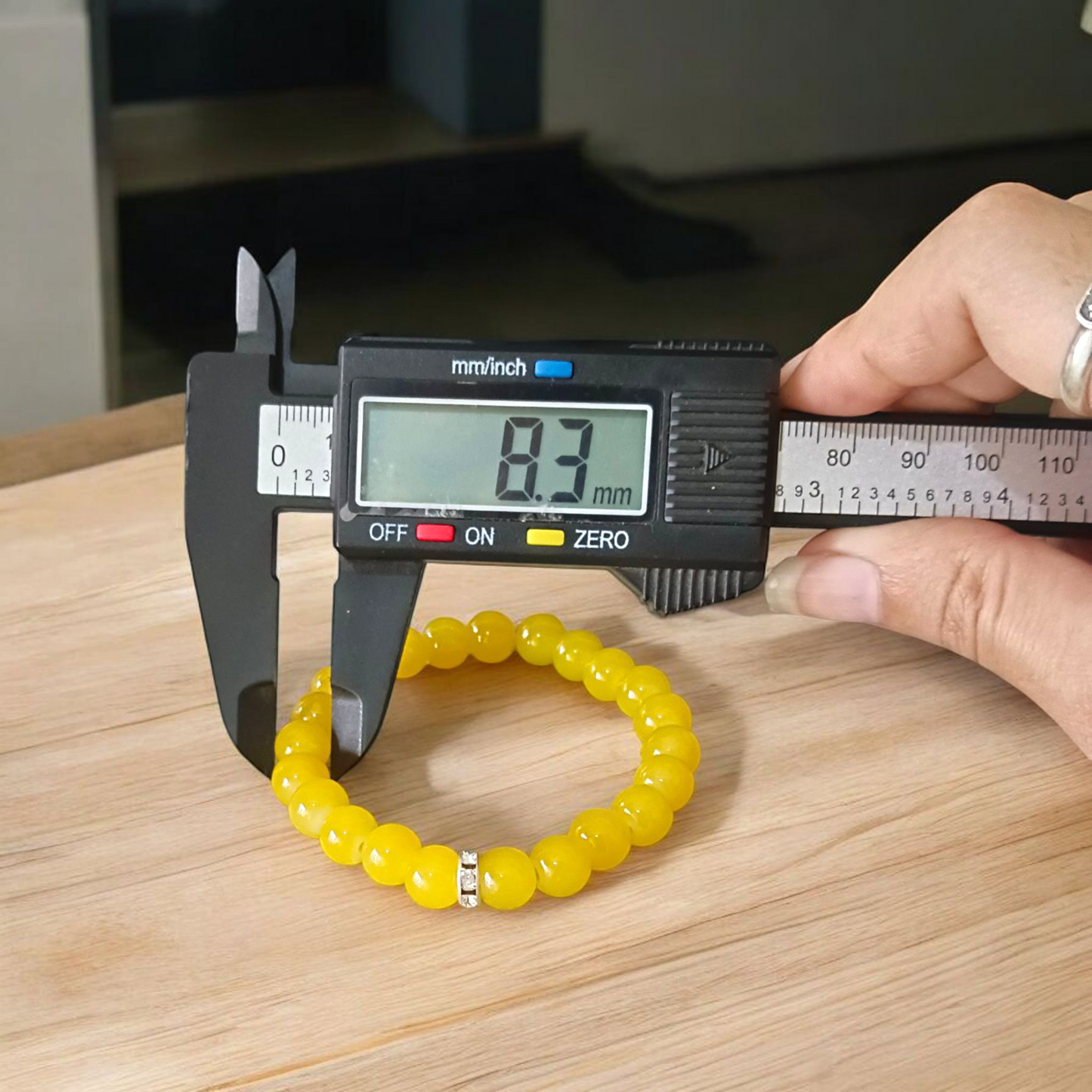Yellow Agate Bracelet | 8mm Beads Stretchable Bracelet | Lab Certified | Positive Energy & Protection