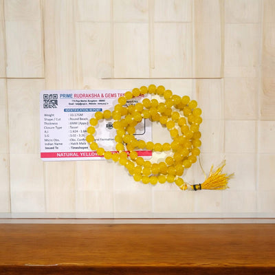 Yellow Agate Mala  Peeli Hakik Lab Certified – Timeshopee