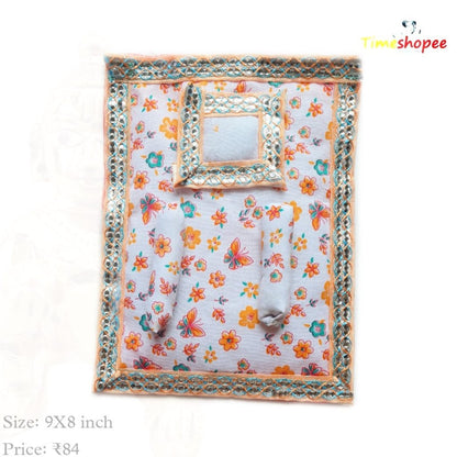 A beautifully designed Laddu Gopal Gaddi Pillow Set in vibrant colors, suitable for 0-5 No. Laddu Gopal, adding comfort and elegance to your pooja space.