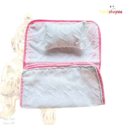 A cozy Laddu Gopal Bedsheet with Pillow and Blanket set in vibrant colors, designed for 0-3 No. Laddu Gopal, enhancing the pooja space with comfort and devotion.