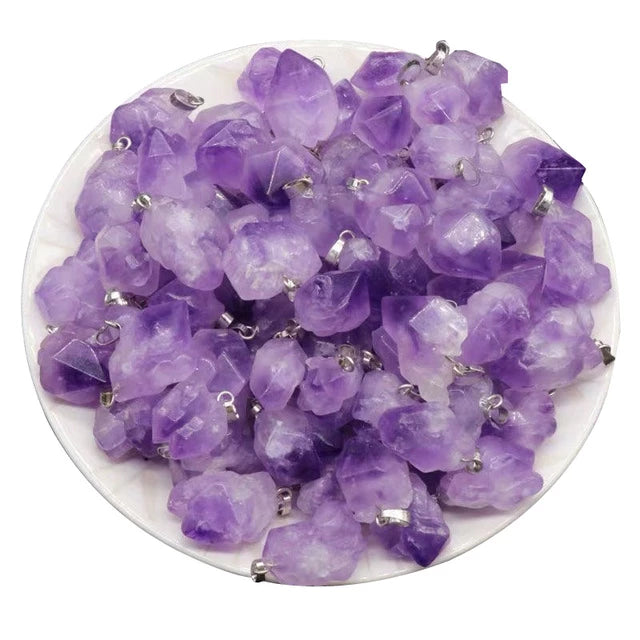 Amethyst Pendant with Stone Locket on Chain, Lab Certified, available at Timeshopee.