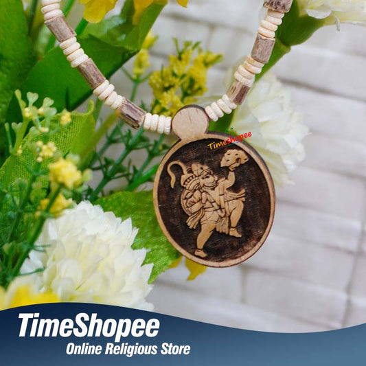 Hanuman Ji Locket in Tulsi Mala | Bajrang Bali Divine Pendant – Timeshopee