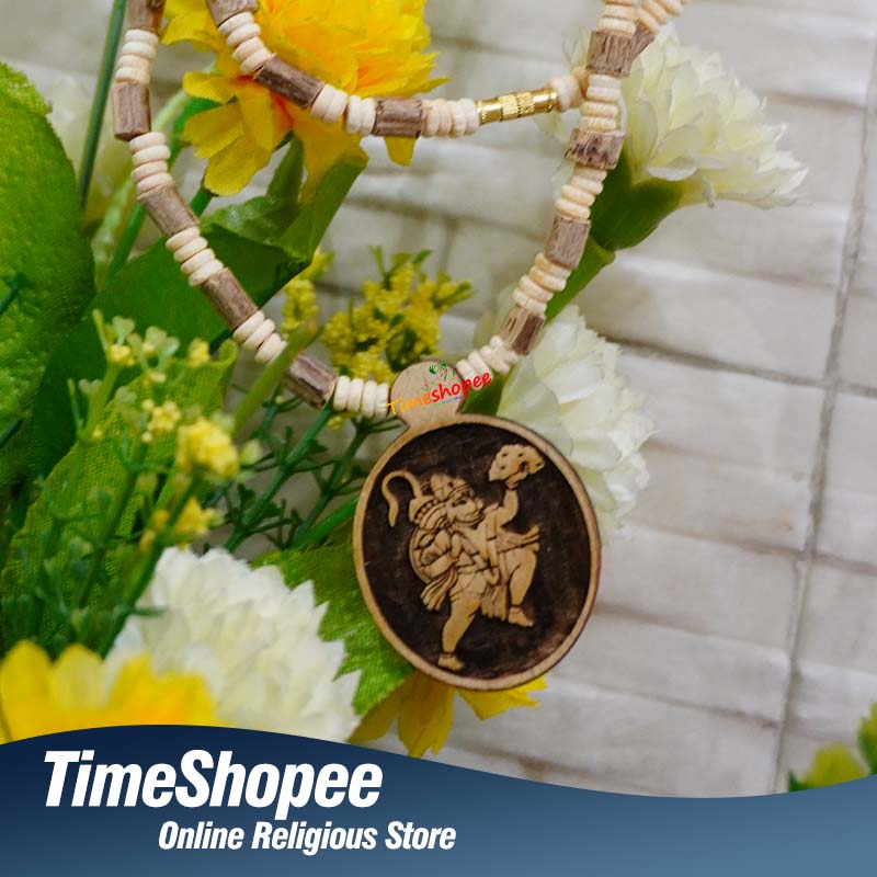 Hanuman Ji Locket in Tulsi Mala | Bajrang Bali Divine Pendant – Timeshopee