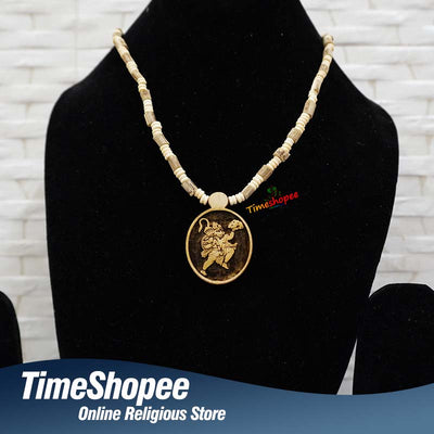Hanuman Ji Locket in Tulsi Mala | Bajrang Bali Divine Pendant – Timeshopee