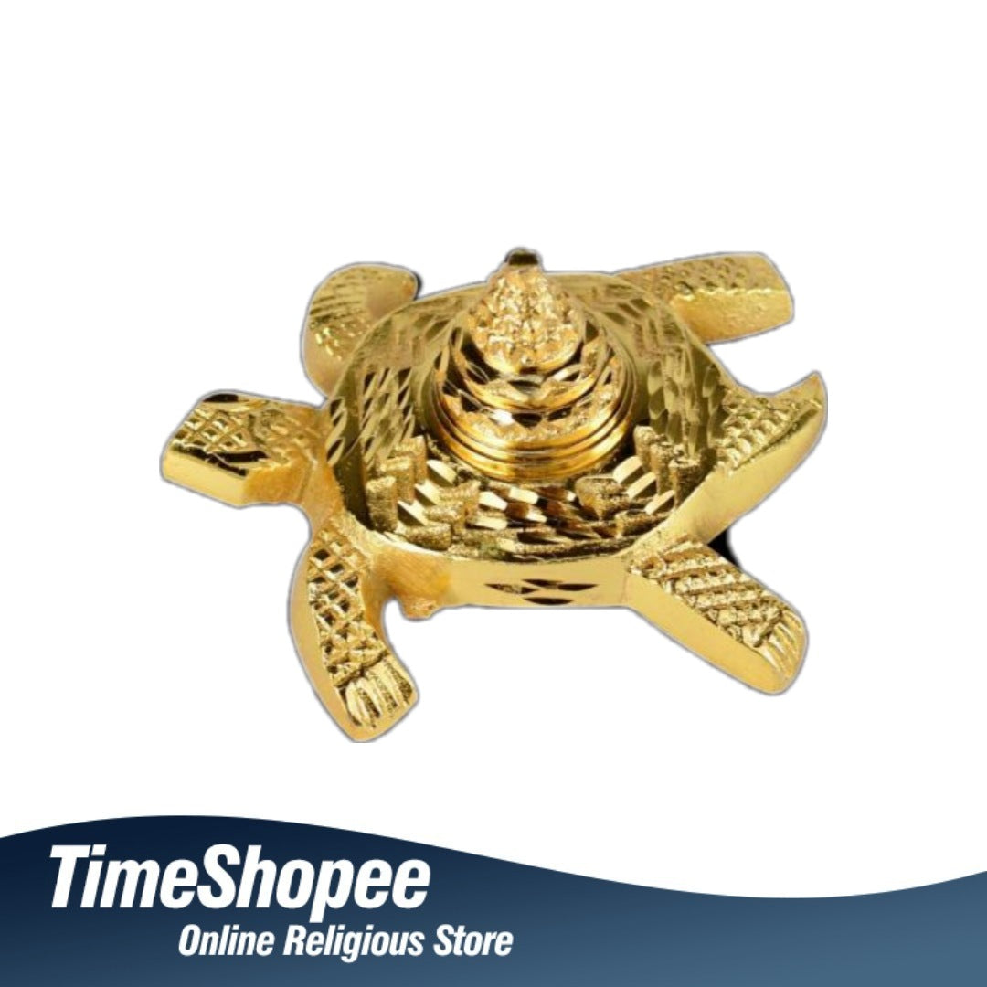 Kachua Shri Yantra with Meru Yantra on a tortoise base, 5-inch size, for good luck and prosperity, available at Timeshopee.