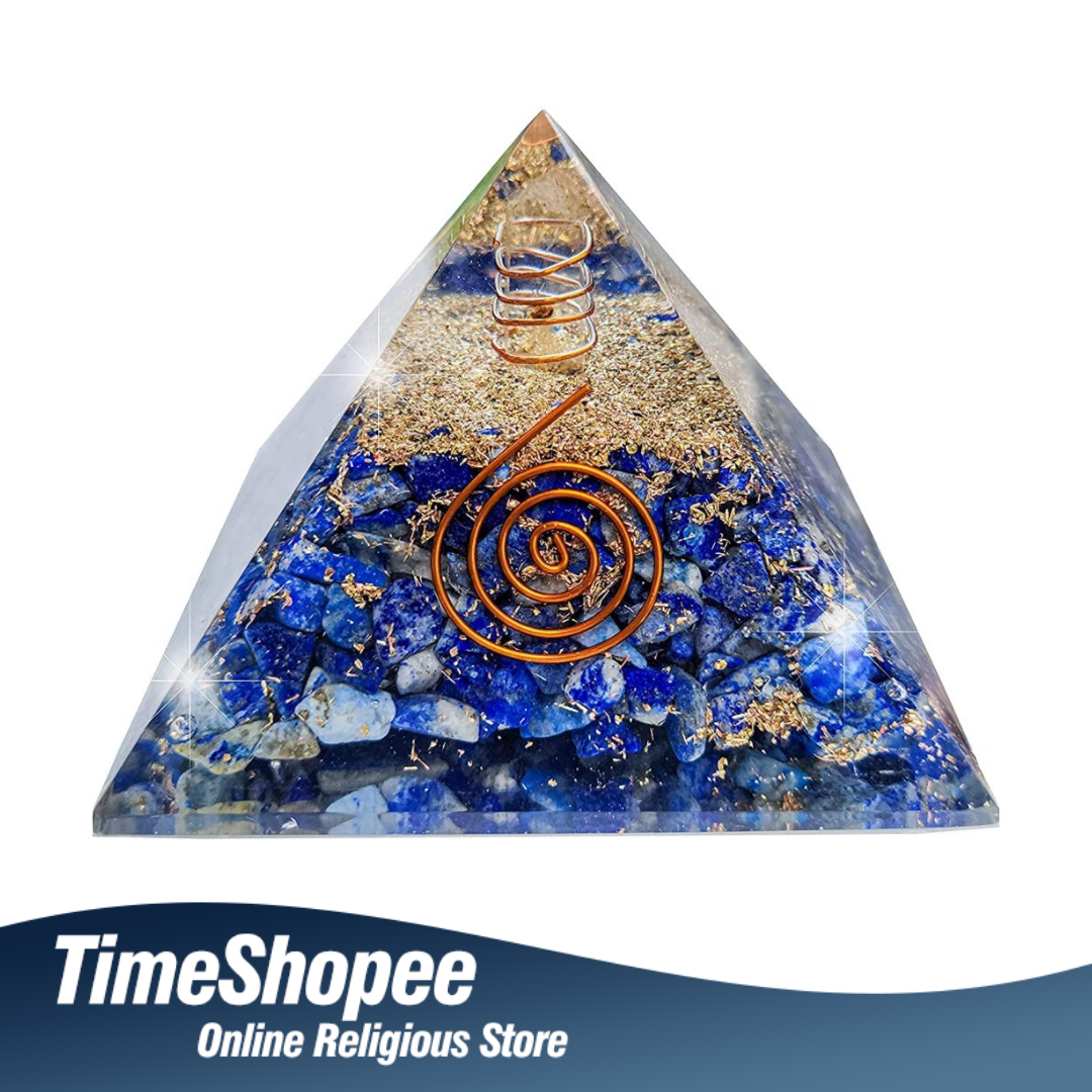 Lapis Lazuli orgone pyramid, lab-certified, 7 x 7 x 7 cms, from Timeshopee