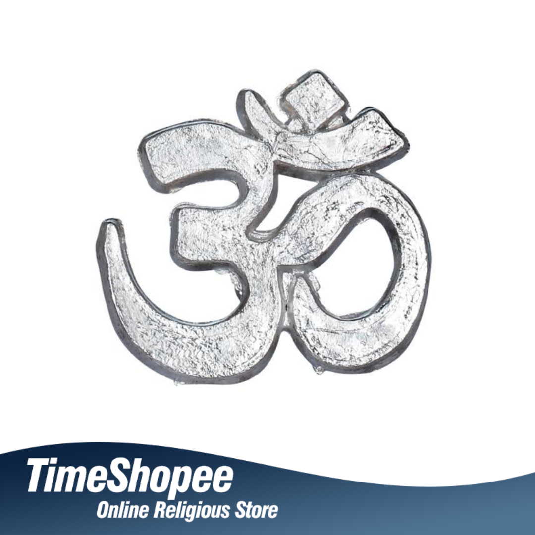Om Tilak Sancha for forehead application, made of silver metal, used for precise tilak stamping during religious rituals, available at Timeshopee.