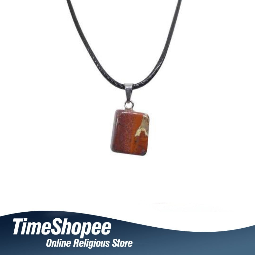 Rainbow Red Jasper Pendant with Free Silver-Plated Chain - Timeshopee