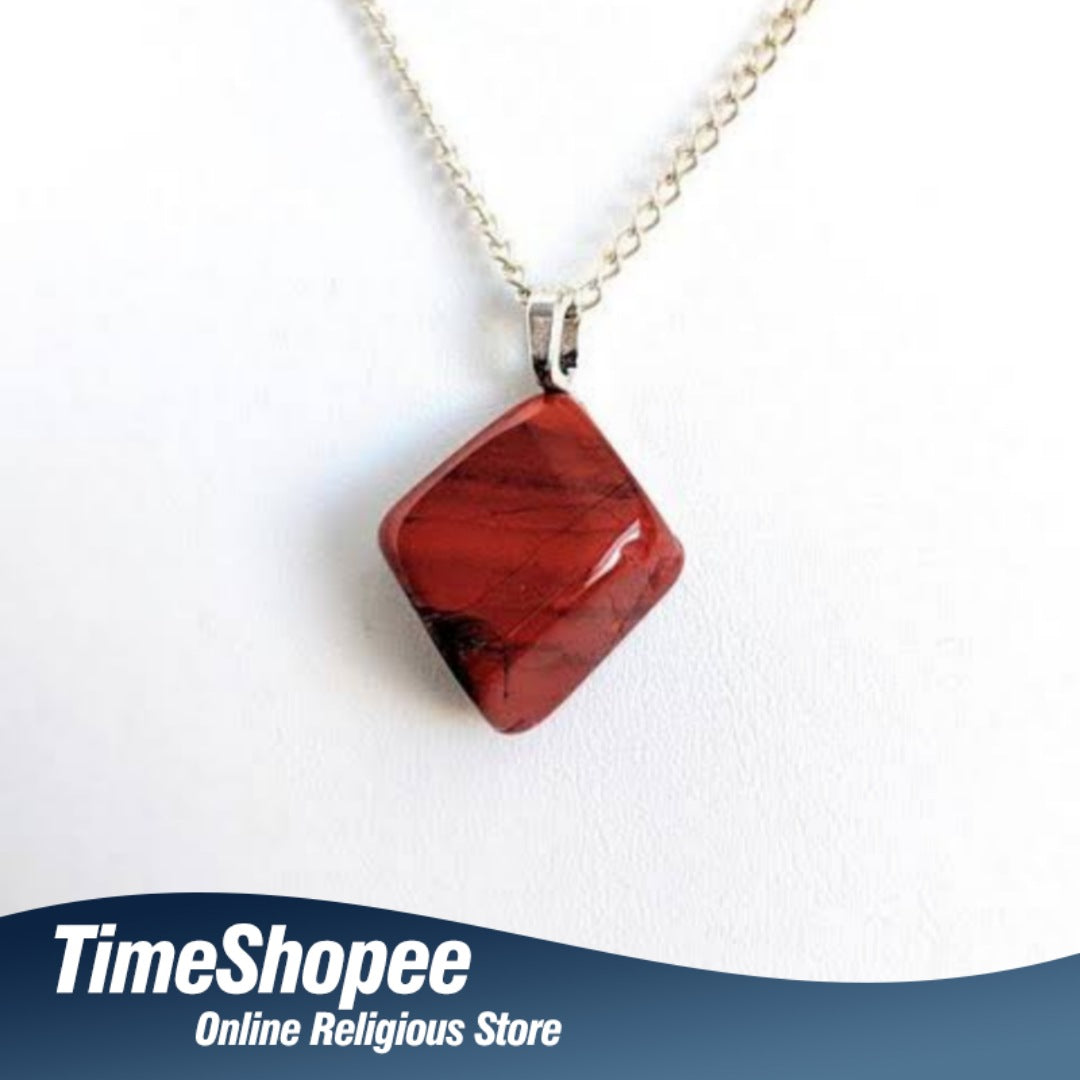Rainbow Red Jasper Pendant with Free Silver-Plated Chain - Timeshopee