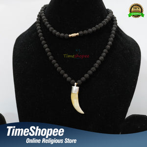 C Shape In Black Rudraksha Mala