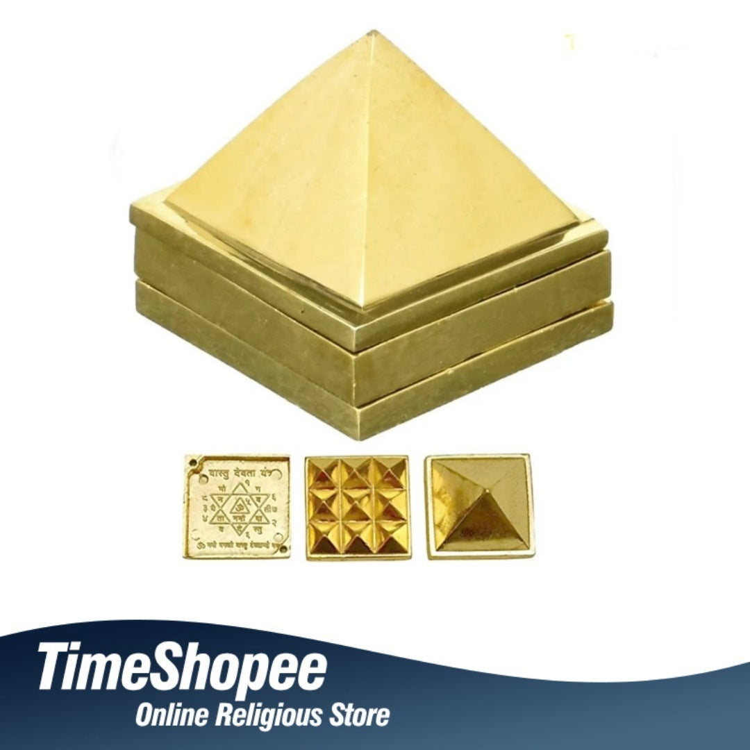 Vaastu Pyramid 3 Layers Golden Set of 3 for Positivity and Goodluck